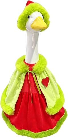Meiweileya Thanksgiving Por H Goose Outfit for 23'' Porch Goose Statue Brown Floral Dress Harvest Costume Duck Clothes in Saudi Arabia