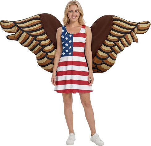 Lewtemi 4th of July Inflatable Wing USA Eagle Costume for Adult 250th Patriotic Blow up Outfit for America Independence Day in Kuwait