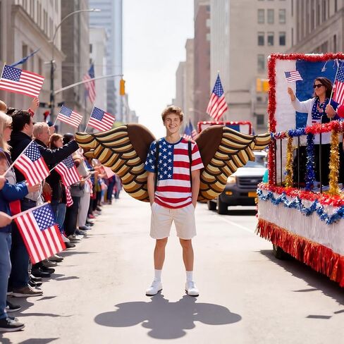 Lewtemi 4th of July Inflatable Wing USA Eagle Costume for Adult 250th Patriotic Blow up Outfit for America Independence Day in Kuwait