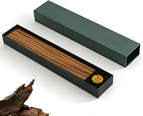 Agarwood Incense Sticks, Natural Incense Sticks Approx. 120 Sticks (30g) with Brass Holder, Chinese Incense for Yoga, Zen Meditation and Relaxation, Elegant Gift in Kuwait