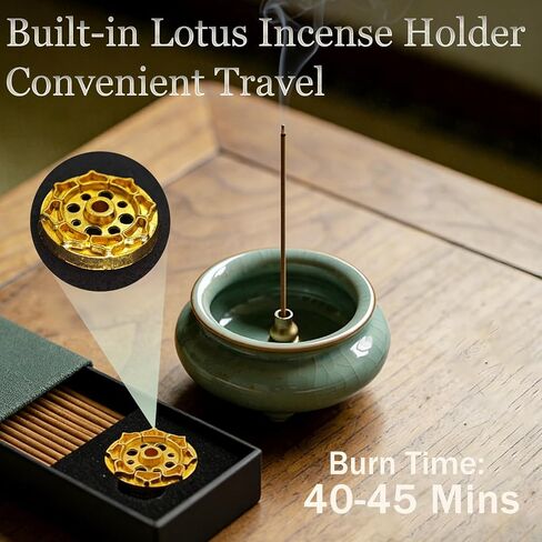 Agarwood Incense Sticks, Natural Incense Sticks Approx. 120 Sticks (30g) with Brass Holder, Chinese Incense for Yoga, Zen Meditation and Relaxation, Elegant Gift in Kuwait