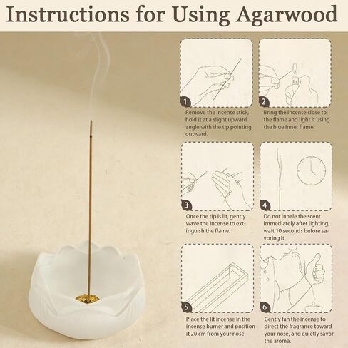 Agarwood Incense Sticks, Natural Incense Sticks Approx. 120 Sticks (30g) with Brass Holder, Chinese Incense for Yoga, Zen Meditation and Relaxation, Elegant Gift in Kuwait