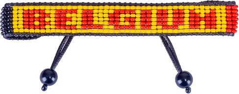 FAHARI Belgium Beaded Flag Bracelet, Handmade Adjustable String Bracelet, Patriotic Gift for Soccer Fans, Black Yellow Red in Kuwait