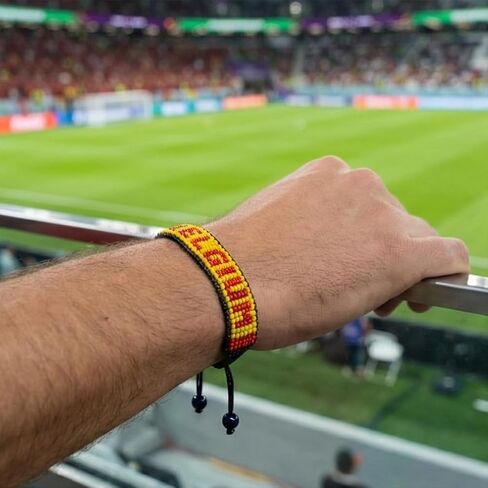 FAHARI Belgium Beaded Flag Bracelet, Handmade Adjustable String Bracelet, Patriotic Gift for Soccer Fans, Black Yellow Red in Kuwait