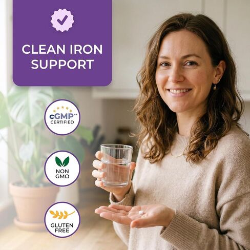 Iron 65 mg (from 325 mg Ferrous Sulfate), 200 Tablets, High Potency Iron Supplement, Non-GMO, Gluten Free, No Synthetic Dyes in Saudi Arabia