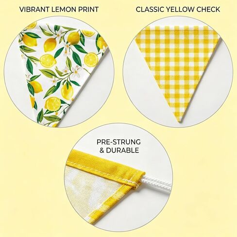3pcs Lemonade Party Decorations, Lemon Themed Party Decor, Lemonade Banner for Summer Celebrations, Lemon Yellow Check Triangle Bunting Banners for Wedding Birthday Bridal Shower in Saudi Arabia