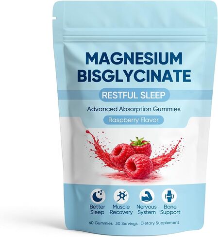Magnesium Bisglycinate Gummies with 400mg Magnesium Bisglycinate Chelate, Sea Salt, Raspberry Fruit Powder, Supports Sleep & Relax Muscles, Strengthen Bones, Vegan for Women, 60 Gummies in Saudi Arabia