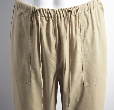 perdontoo Mens Casual Cotton Linen Pants Elastic Waist Drawstring Straight Summer Beach Pants (XX-Large, Dark Khaki) in Saudi Arabia