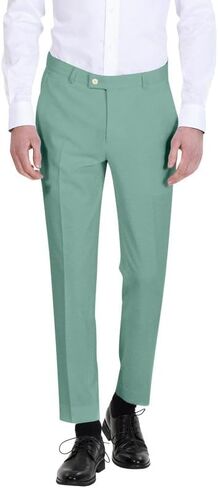 Men's Dress Pants Flat Front with Belt Loops and Pockets Business Casual Trousers for Wedding Party in Saudi Arabia