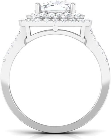 Certified 5 Carat CZ Diamond Engagement Ring in Silver, Aaaa Quality, Cubic Zirconia Double Halo Ring - Ready To Gift in Kuwait