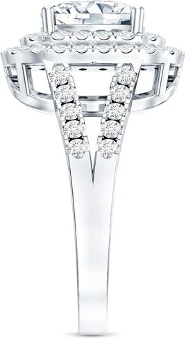 Certified 5 Carat CZ Diamond Engagement Ring in Silver, Aaaa Quality, Cubic Zirconia Double Halo Ring - Ready To Gift in Kuwait