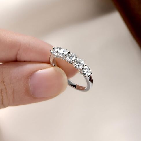 5-Stone Moissanite Engagement Ring, 1.5cttw D Color VVS1 Clarity, 14K Gold Filled 5 Stone Anniversary Rings for Women Wife Mom Birthday Jewelry Gifts in Kuwait