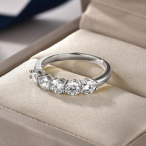 5-Stone Moissanite Engagement Ring, 1.5cttw D Color VVS1 Clarity, 14K Gold Filled 5 Stone Anniversary Rings for Women Wife Mom Birthday Jewelry Gifts in Kuwait