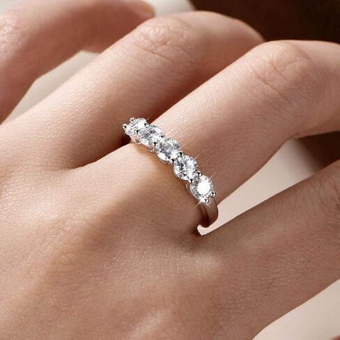 5-Stone Moissanite Engagement Ring, 1.5cttw D Color VVS1 Clarity, 14K Gold Filled 5 Stone Anniversary Rings for Women Wife Mom Birthday Jewelry Gifts in Kuwait