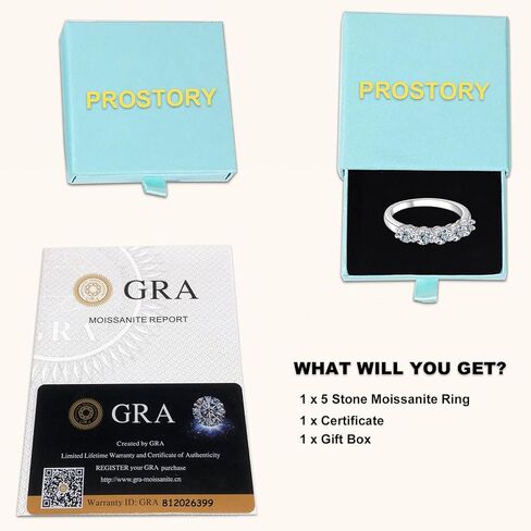 5-Stone Moissanite Engagement Ring, 1.5cttw D Color VVS1 Clarity, 14K Gold Filled 5 Stone Anniversary Rings for Women Wife Mom Birthday Jewelry Gifts in Kuwait