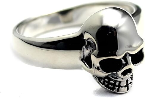 COSUMOSU 925 Sterling Silver Skull Ring – Punk Biker Gothic Statement Ring for Men and Women, Unisex Heavy Metal Jewelry in Kuwait