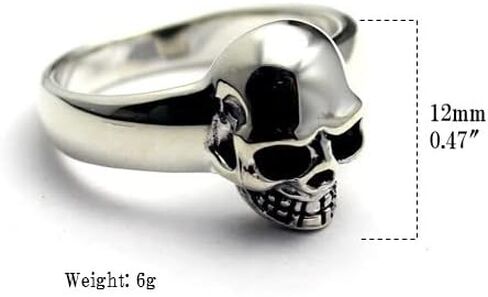 COSUMOSU 925 Sterling Silver Skull Ring – Punk Biker Gothic Statement Ring for Men and Women, Unisex Heavy Metal Jewelry in Kuwait