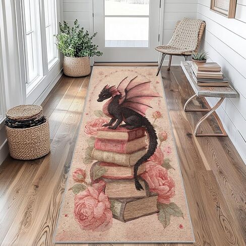 Dragon Runner Rug 2x6 Washable, Western Dragon Hallway Runner Rug Non-Slip, Vintage Pattern Soft Low Pile Decor Carpet for Entryway, Kitchen, Bedroom, Laundry Room jU&S282 in Kuwait