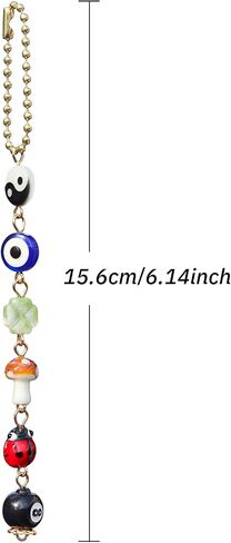 Evil Eye Car Hanging Ornament,Good Lucky Days Charm,8 Ball Mushroom Four-Leaf Clover Pendant for Car Rear View Mirror,Cute Boho Evil Eye Ladybug Yin Yang Symbol Decor Accessories in Saudi Arabia