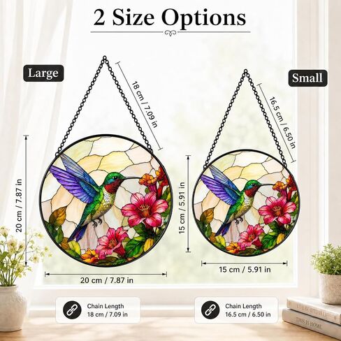 Hummingbird Suncatcher Stained Glass Window Hanging Decor, Sun Catcher Hummingbird Gifts for Mom Dad Grandma Grandpa Friend Birds Lovers, Christmas Anniversary Birthday Gifts for Women Men in Saudi Arabia