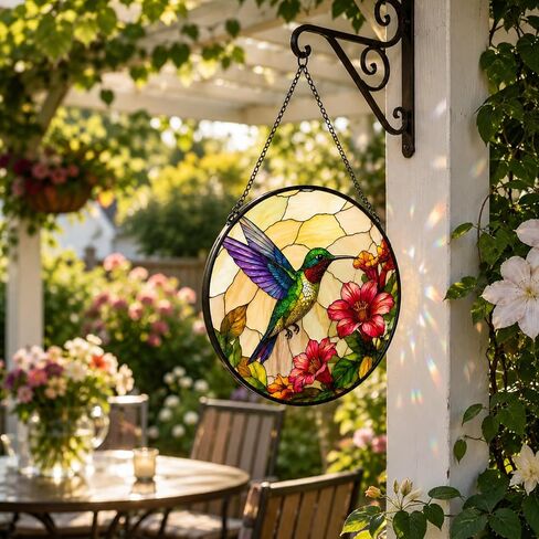 Hummingbird Suncatcher Stained Glass Window Hanging Decor, Sun Catcher Hummingbird Gifts for Mom Dad Grandma Grandpa Friend Birds Lovers, Christmas Anniversary Birthday Gifts for Women Men in Saudi Arabia