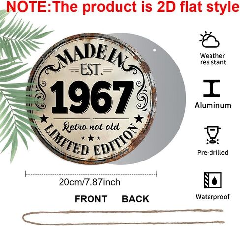 1967 Retro Collectible Sign – Classic Round Metal Design with Retro Not Old Motto – Pre-Drilled for Easy Hanging, Perfect for Vintage Decor Lovers in Kuwait