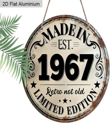 1967 Retro Collectible Sign – Classic Round Metal Design with Retro Not Old Motto – Pre-Drilled for Easy Hanging, Perfect for Vintage Decor Lovers in Kuwait