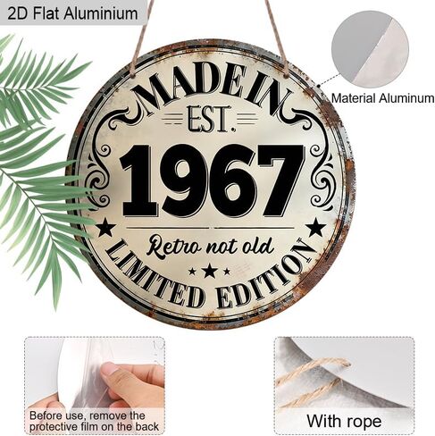 1967 Retro Collectible Sign – Classic Round Metal Design with Retro Not Old Motto – Pre-Drilled for Easy Hanging, Perfect for Vintage Decor Lovers in Kuwait