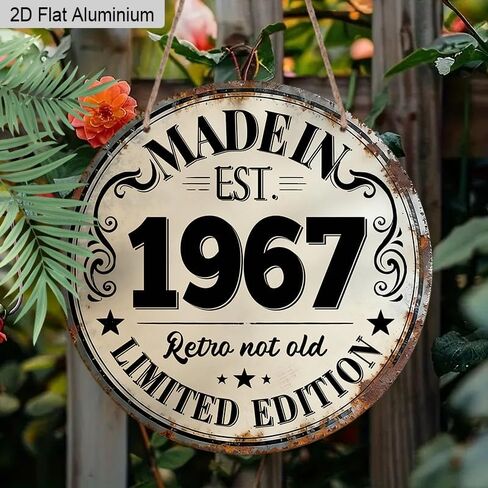 1967 Retro Collectible Sign – Classic Round Metal Design with Retro Not Old Motto – Pre-Drilled for Easy Hanging, Perfect for Vintage Decor Lovers in Kuwait