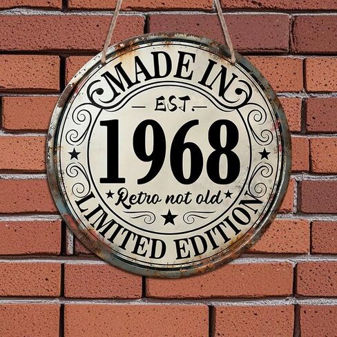 1967 Retro Collectible Sign – Classic Round Metal Design with Retro Not Old Motto – Pre-Drilled for Easy Hanging, Perfect for Vintage Decor Lovers in Kuwait