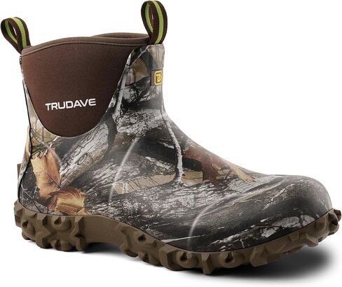 Trudave Men's Rubber Waterproof Boots with Steel Shank, Ankle Rain Boots, 6mm Neoprene Insulated Mud Boots, Anti Slip Durable Outdoor Work Shoes for Farming Gardening Yard Work Fishing in Saudi Arabia