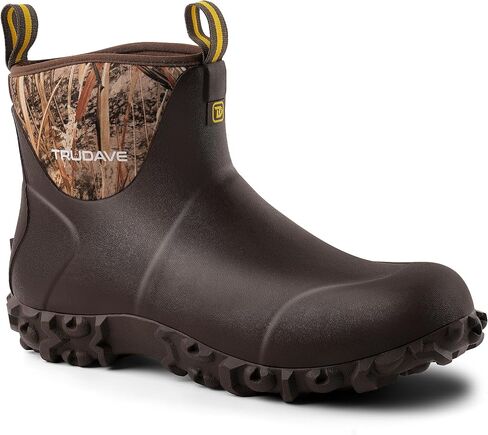 Trudave Men's Rubber Waterproof Boots with Steel Shank, Ankle Rain Boots, 6mm Neoprene Insulated Mud Boots, Anti Slip Durable Outdoor Work Shoes for Farming Gardening Yard Work Fishing in Saudi Arabia