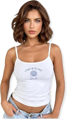 Custom Mrs Script Embroidered Tank Top Bride Last Name Cami - Bridal Shower Party, Bachelorette Newlywed Wedding Gift in Saudi Arabia