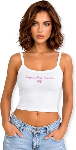 Custom Mrs Script Embroidered Tank Top Bride Last Name Cami - Bridal Shower Party, Bachelorette Newlywed Wedding Gift in Saudi Arabia