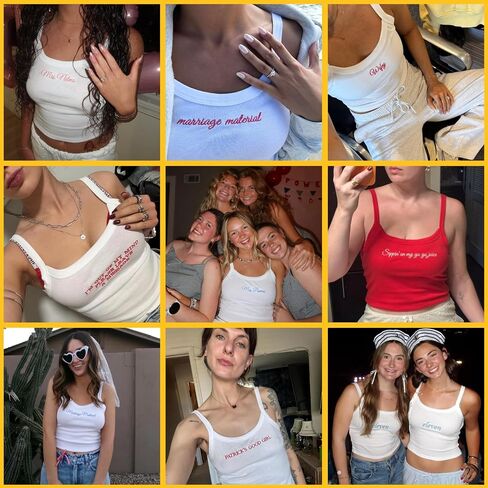 Custom Mrs Script Embroidered Tank Top Bride Last Name Cami - Bridal Shower Party, Bachelorette Newlywed Wedding Gift in Saudi Arabia