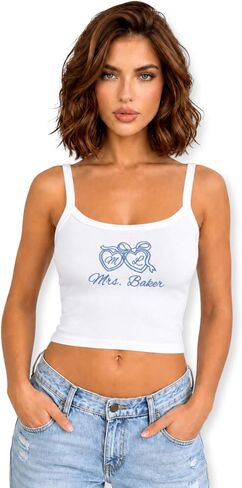 Custom Mrs Script Embroidered Tank Top Bride Last Name Cami - Bridal Shower Party, Bachelorette Newlywed Wedding Gift in Saudi Arabia