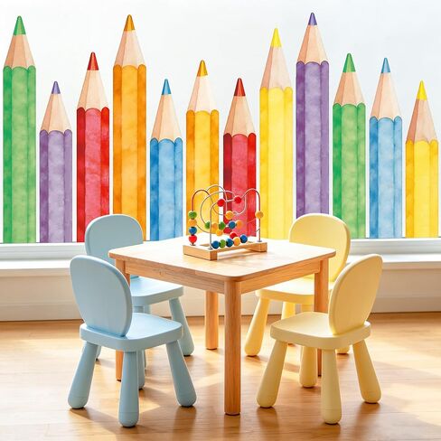 Back to School Decorations Window Clings, 3 Sheets Double-Sided Color Pencils Window Decals Welcome Back to School Stickers for First Day of School Kindergarten Elementary Classroom Glass Window Decor in Saudi Arabia