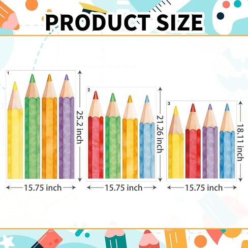 Back to School Decorations Window Clings, 3 Sheets Double-Sided Color Pencils Window Decals Welcome Back to School Stickers for First Day of School Kindergarten Elementary Classroom Glass Window Decor in Saudi Arabia