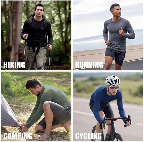 Men’s 100% Merino Wool Base Layer Top – 15.5 Micron Ultrafine, 180g Lightweight Long Sleeve Shirt in Saudi Arabia