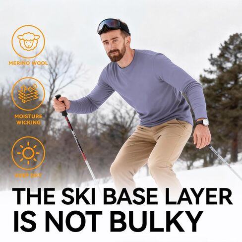 Men’s 100% Merino Wool Base Layer Top – 15.5 Micron Ultrafine, 180g Lightweight Long Sleeve Shirt in Saudi Arabia