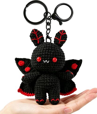Mothman Keychain Crochet Handmade, Mothman Gifts Cryptid Creepy Cute Crochet for Backpack Bag, Adults in Saudi Arabia