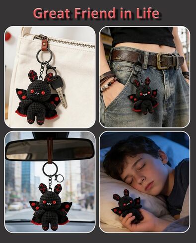Mothman Keychain Crochet Handmade, Mothman Gifts Cryptid Creepy Cute Crochet for Backpack Bag, Adults in Saudi Arabia