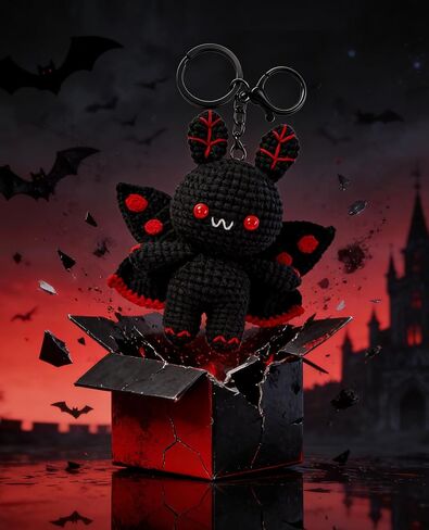 Mothman Keychain Crochet Handmade, Mothman Gifts Cryptid Creepy Cute Crochet for Backpack Bag, Adults in Saudi Arabia