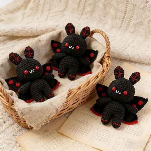 Mothman Keychain Crochet Handmade, Mothman Gifts Cryptid Creepy Cute Crochet for Backpack Bag, Adults in Saudi Arabia