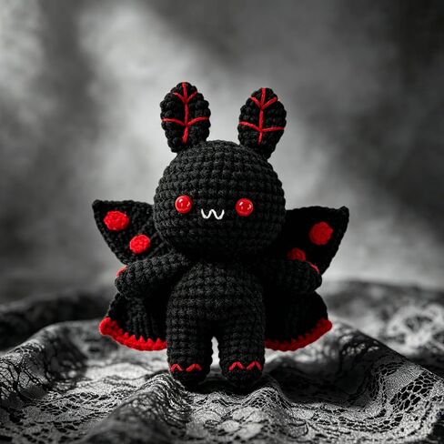 Mothman Keychain Crochet Handmade, Mothman Gifts Cryptid Creepy Cute Crochet for Backpack Bag, Adults in Saudi Arabia