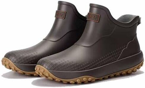 Men's Waterproof PVC Platform Rain Boots Non-Slip Comfortable Slip-On Ankle Shoes Lightweight Rubber Water Shoes for Commute Hiking Stream Tracing Gardening in Saudi Arabia