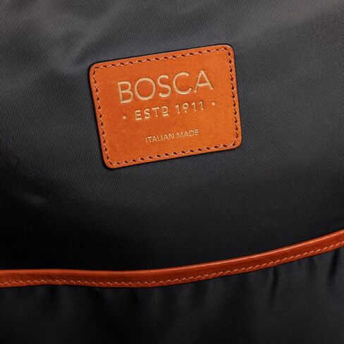 حقيبة ظهر للكمبيوتر المحمول من الجلد Bosca للرجال - تصميم مريح من جلد دولتشي إيطاليا الأصلي - مقاومة للماء - مقصورتين مع جيب للكمبيوتر وحزام عربة - بني in Kuwait