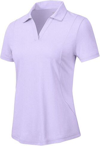 Gopune Women's Short Sleeve Golf Polo Shirts Collared Tennis V Neck Workout Tops Sun Protection Dry Fit in Kuwait