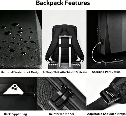 Anti Theft Backpack USB Bag for Men Hardshell Laptop Pack Trip Men's Travel Backpack Password Lock Bookbag (black) in Saudi Arabia