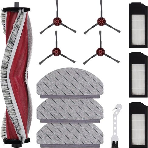 Replacement Part for Yeedi C12 Pro Plus Robot Vacuum Cleaner - Accessories Kit, 1 Main Roller, 3 Filters, 4 Microfiber Mop Pads, 3 Side Brushes Attachments, 1 Pack Cleaning Brush, 12 Pcs in Kuwait